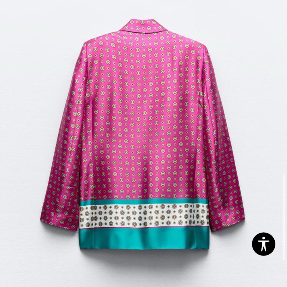 Zara Pink and Teal Patterned Blazer - Picture 3 of 5